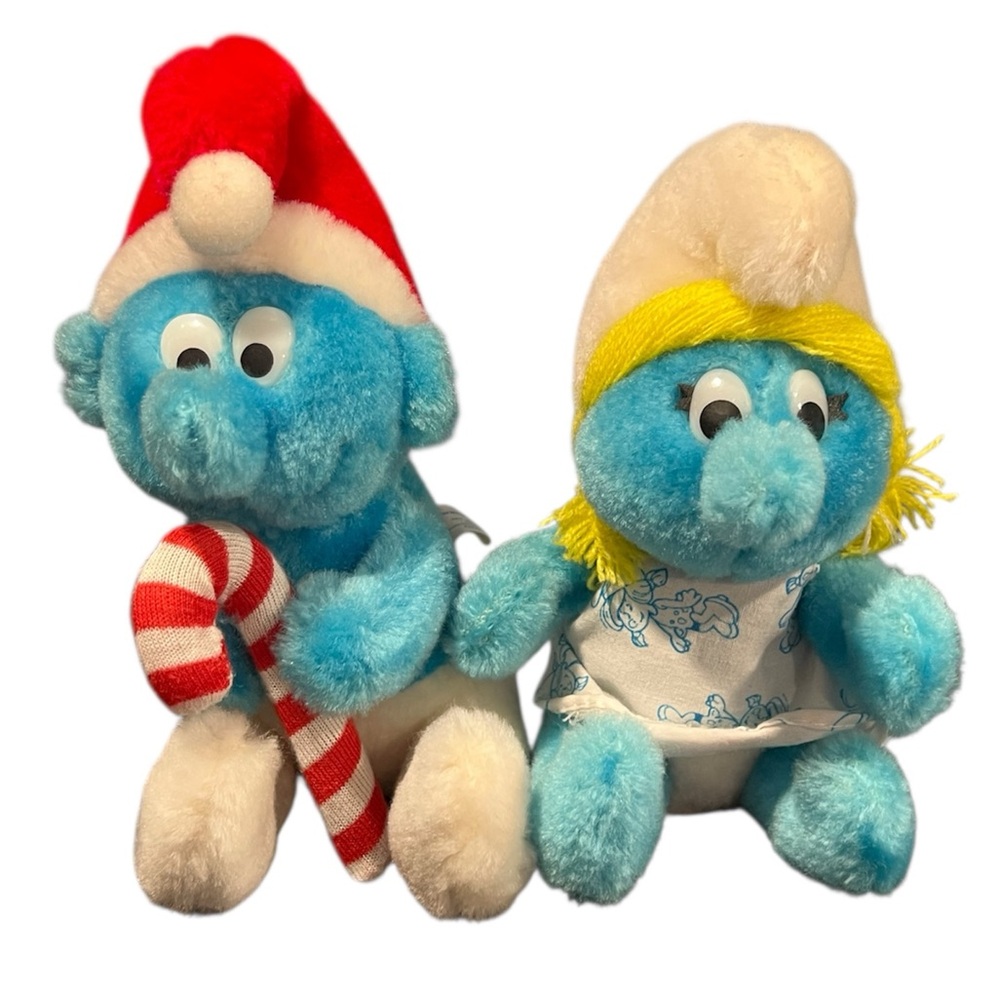 Vintage The Smurfs PEYO Smurfette Plush Doll Stuffed Animal Toy Lot of 2